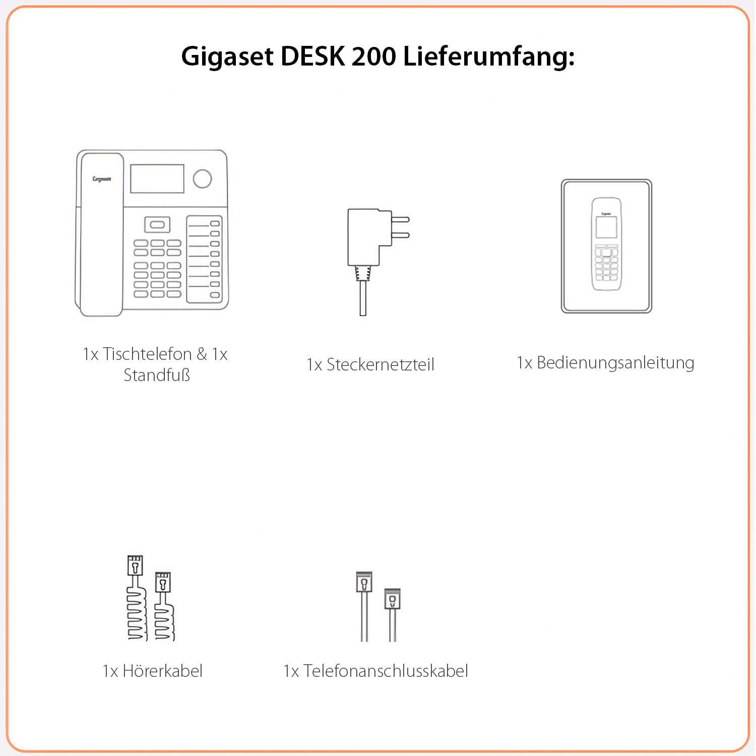 Gigaset Desk 200 - Schnurgebundenes platzsparendes Telefon mit elastischem Kabel - 10 Kurzwahleinträge - Wahlwiederholung - MFV- oder Impulswahl einstellbar, schwarz [Deutsche Version]