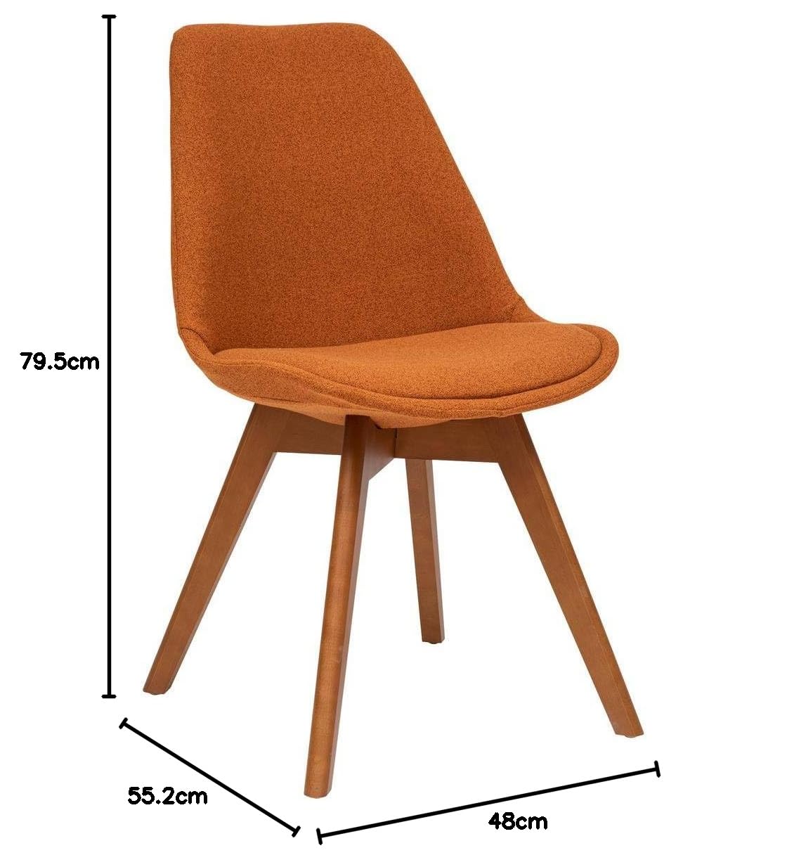 Atmosphera Créateur d'Intérieur - Chaise Baya Rétro Ambre - Tissu et Hêtre - Salle à Manger, Cuisine, Bureau, Salon - Confortable Coussin Intégré