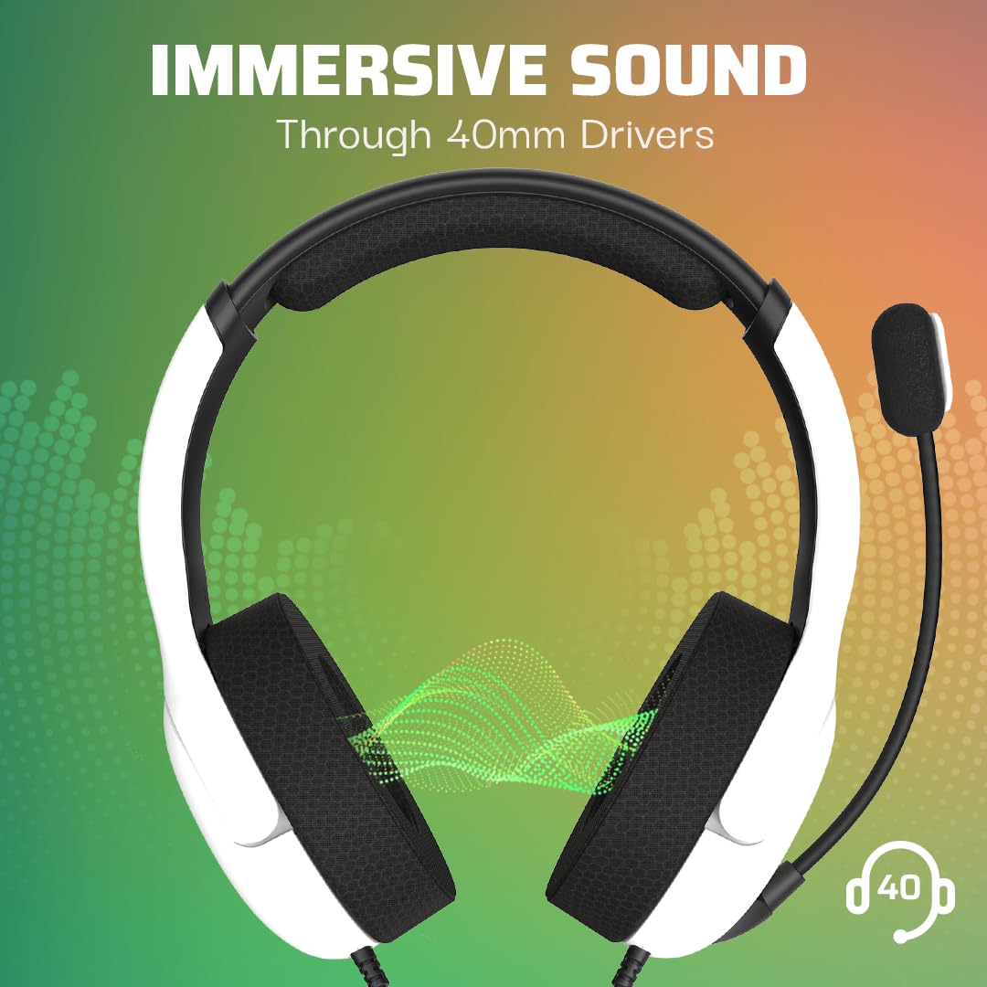 Pdp Gaming Lvl40 Stereo Casque avec Mic pour Xbox One, Series X|S - Pc, Ipad, Mac, laptop Compatible - Noise Cancelling Microphone, Lightweight, Soft Compourt Headphones, 3.5 Mm Jack - Blanc
