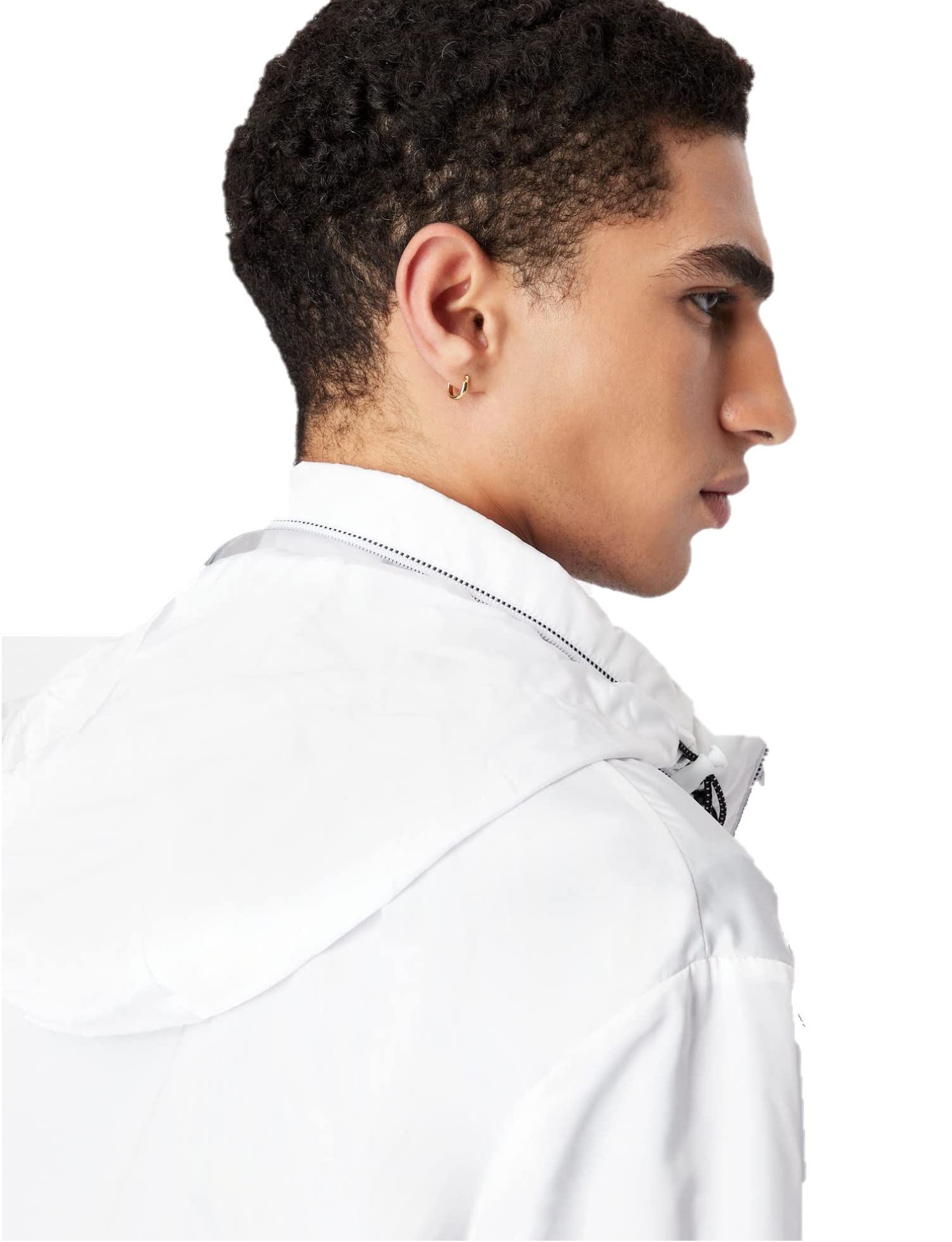 Armani Exchange Lightweight Zip-up Hooded Windbreaker Jacket Windbreaker, White