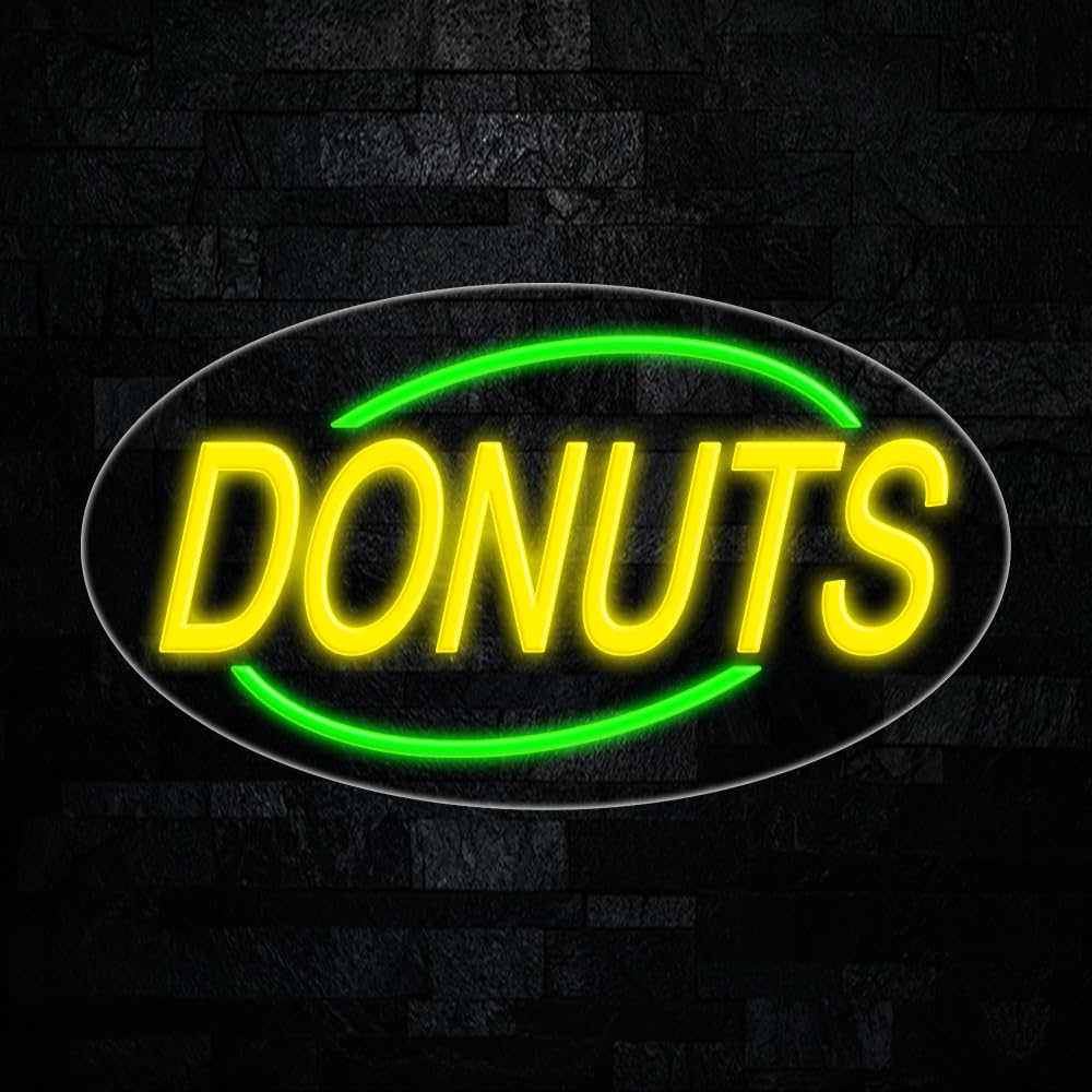 Donuts led neon sign 28"L x 16"H #34194 Electronic Light Up for Windows Hanging, Wall Decor Business Office