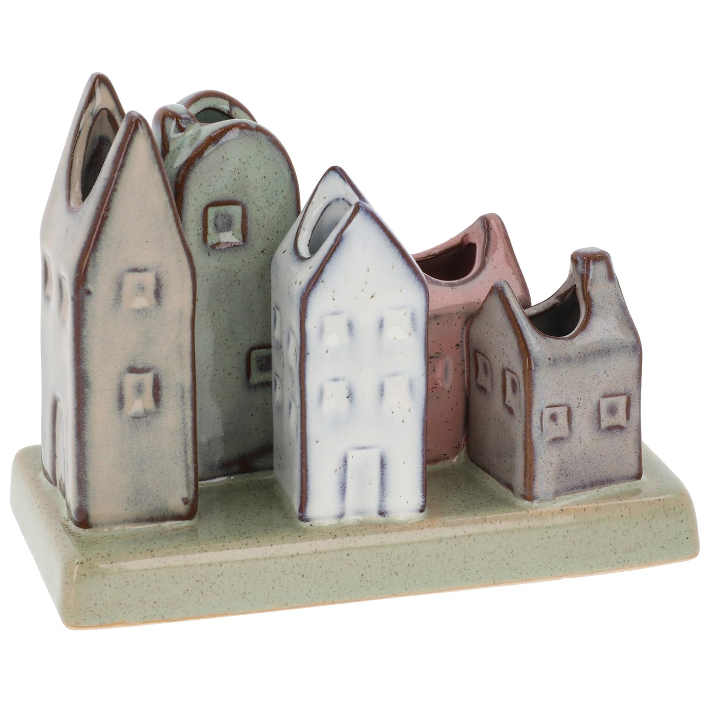Shudehill Giftware Petite Pottery Pastel Tones Mini Collection of Vases - Great for Single Flowers, Dried Arrangements and More (5 Stem House)