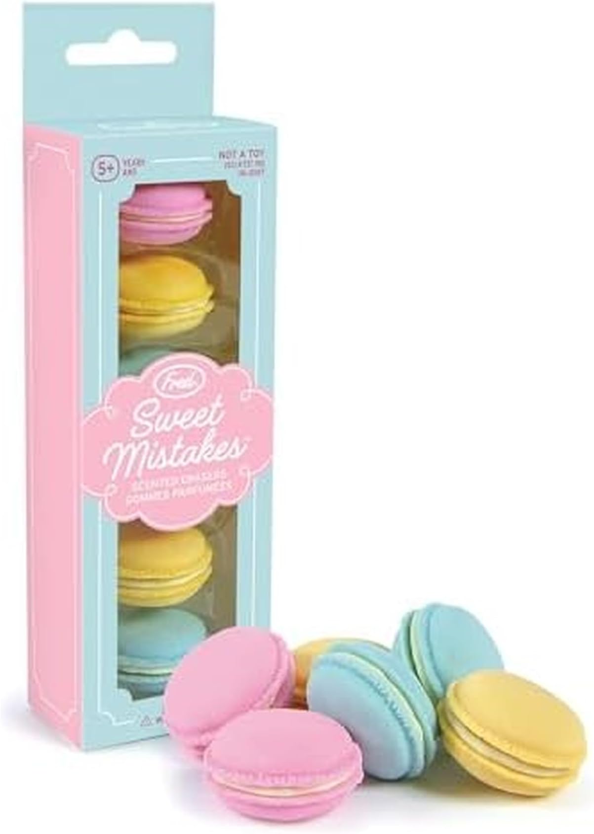 Genuine Fred Sweet Mistakes Macaron Erasers, Set of 6, Scented, Fun for School, Home, or Office
