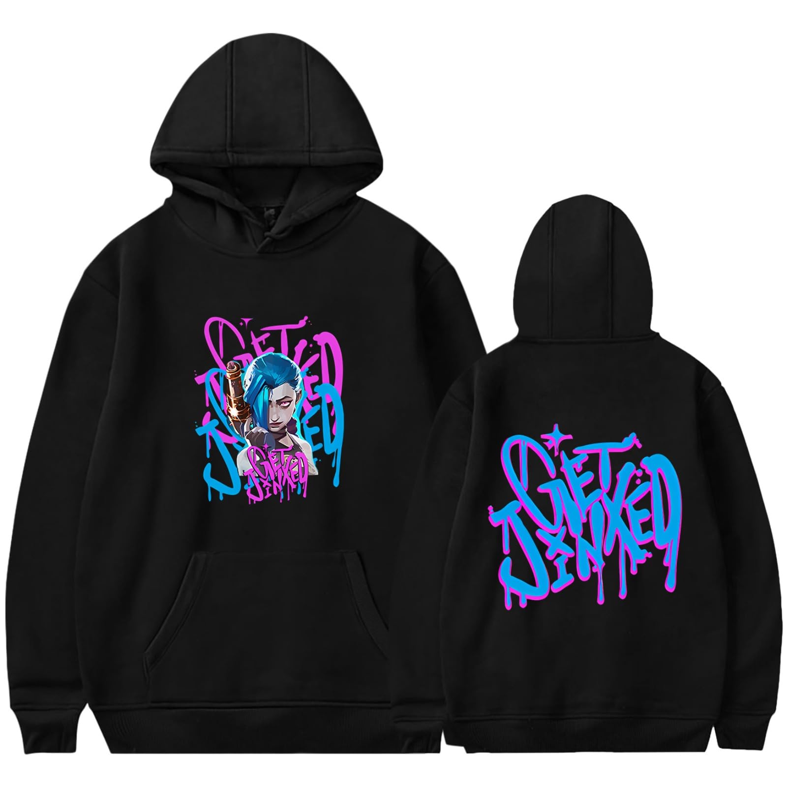 Cutte Unisex Black Arcane Jinx Geometric Hoodie, Official Graphic Novel Design, Premium Cotton Blend, Urban Streetwear Essential (,Xs)