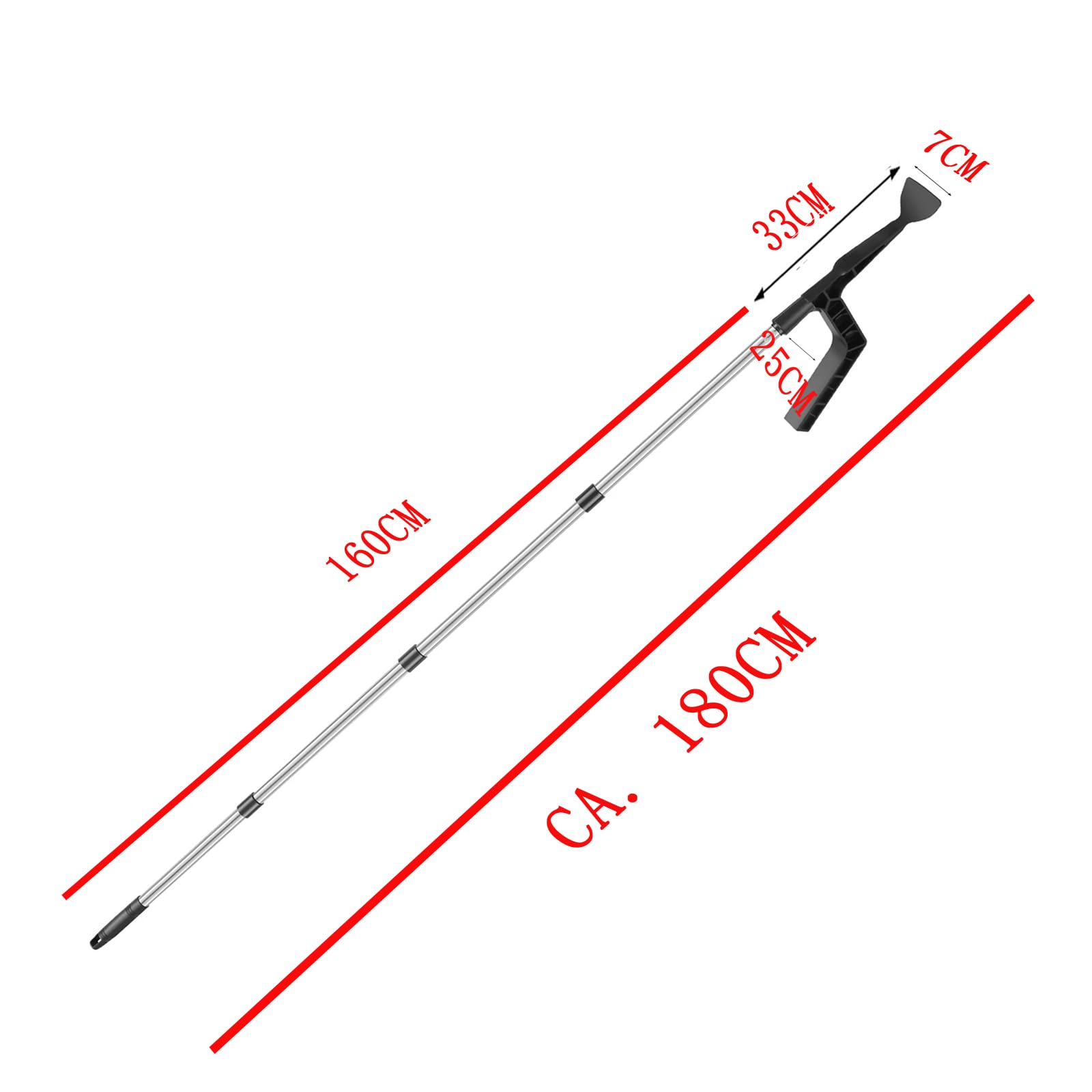 Nettoyeur de gouttière télescopique 1,8 m - Pelle de gouttière en aluminium - Grattoir amovible - Nettoyeur de gouttière (A)