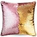 URSKYTOUS Reversible Sequin Pillow Case Decorative Mermaid Pillow Cover Color Changing Cushion Throw Pillowcase 16" x 16",Pink and Gold