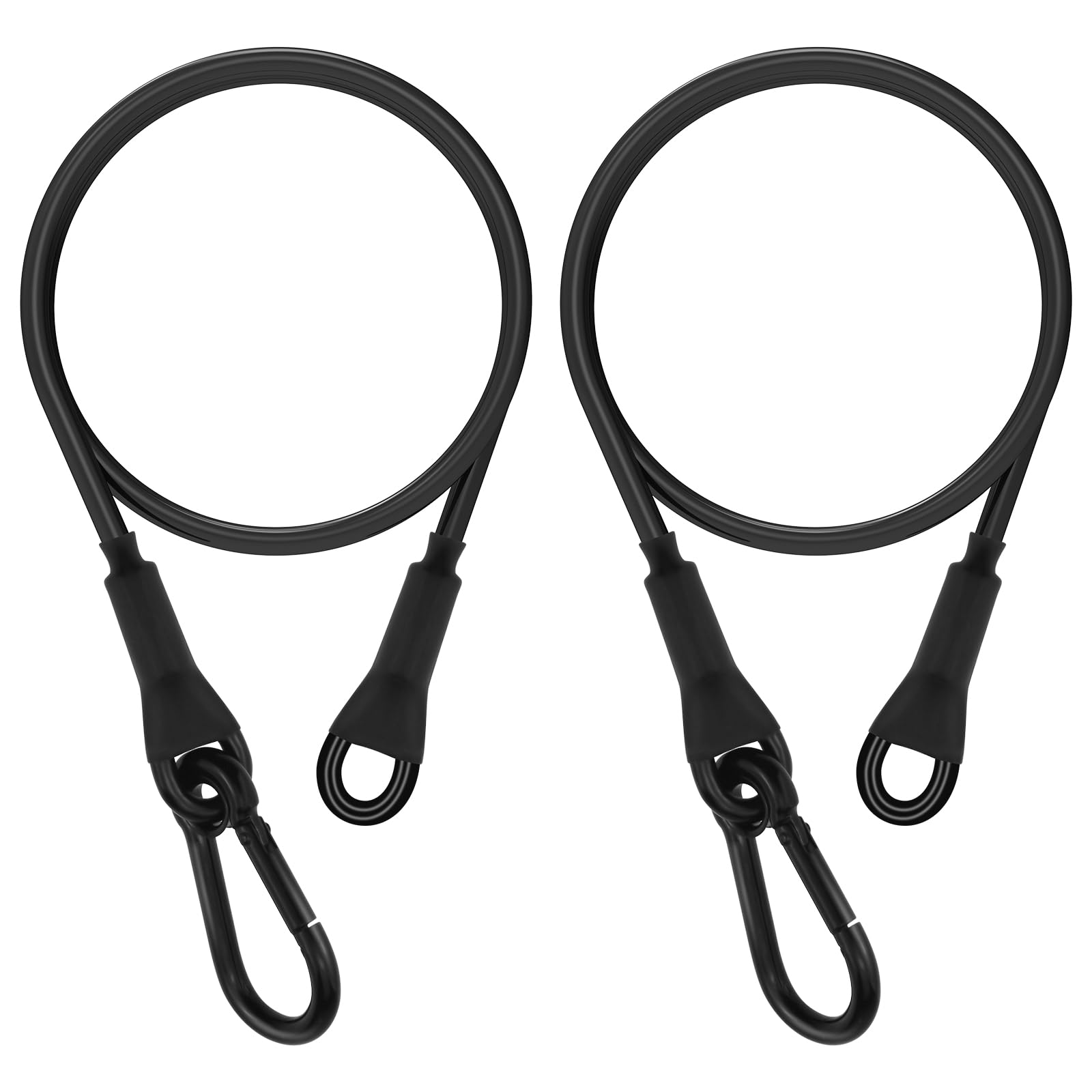 SDTC Tech 2-Pack Vinyl Coated Stainless Steel Wire Rope with Carabiner Hook and Looped Ends 5/32" Diameter x 24" Length Flexible Heavy Duty Security Cable