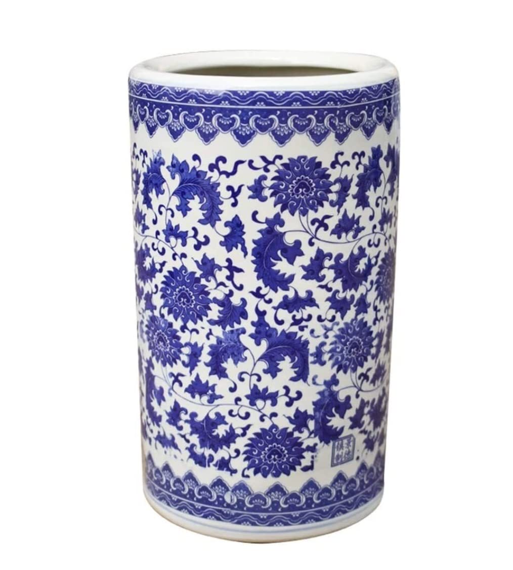 Porte-parapluie organiseur de parapluies bleu céramique grand vase de sol maison et bureau