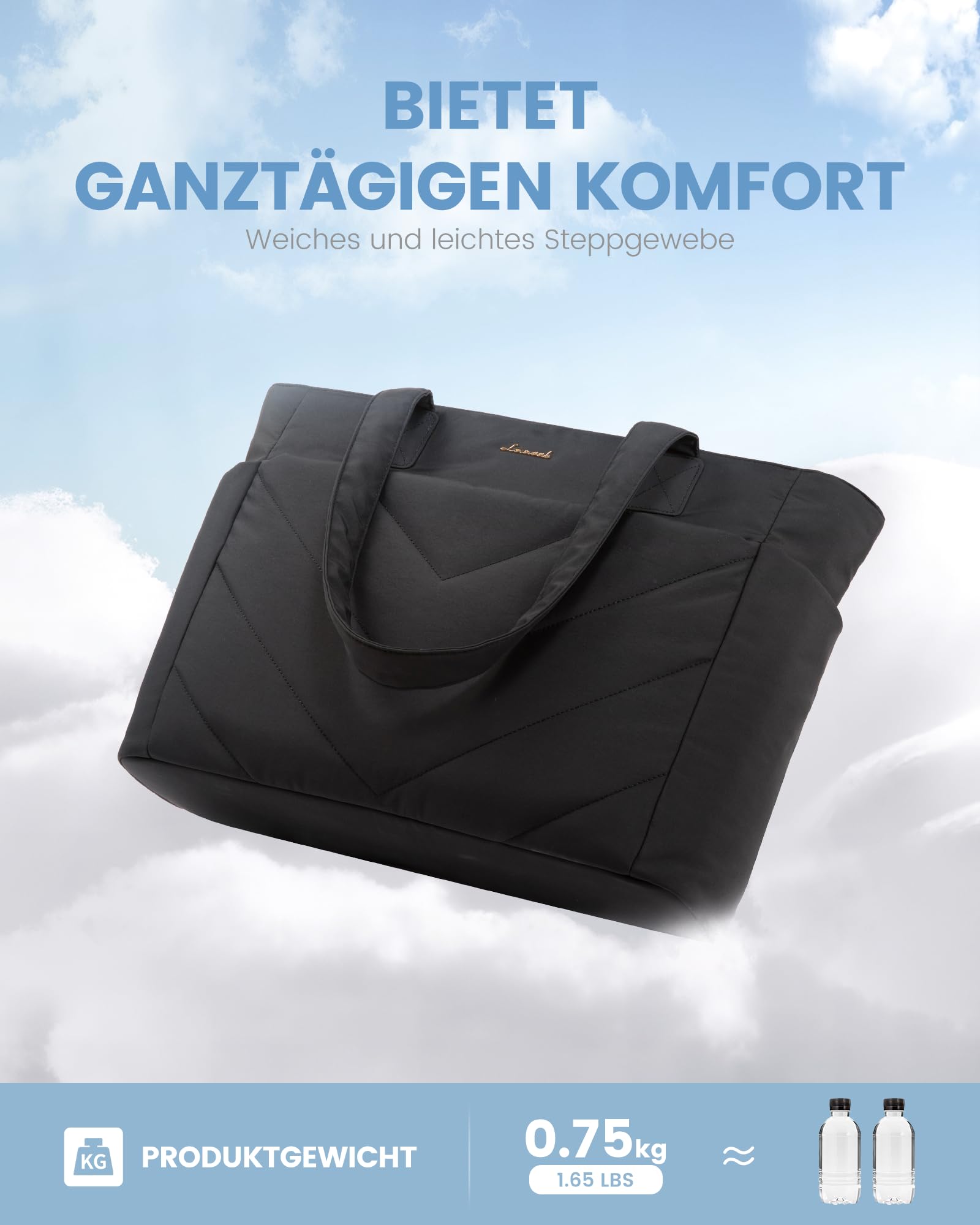 LOVEVOOK Laptoptasche Damen 17,3 Zoll, Shopper Tasche Handtasche