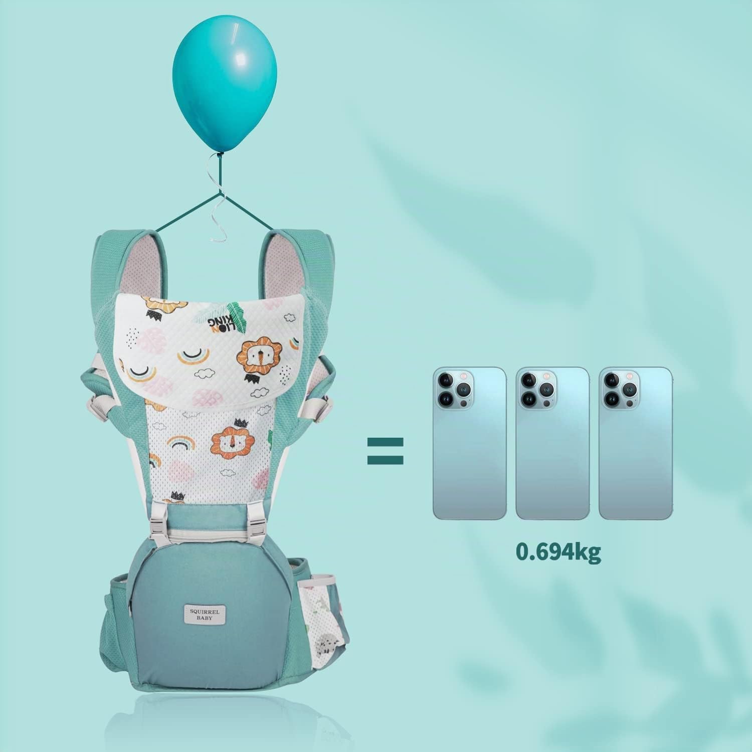Marsupio Neonati Ergonomico, Porta Bambino con Sedile Multiposizione, Marsupio Con Bavaglini, Puro Cotone Traspirante Leggero, Ideale Neonati e Bambini da 0-36 Mesi(Inferiore a 20kg)