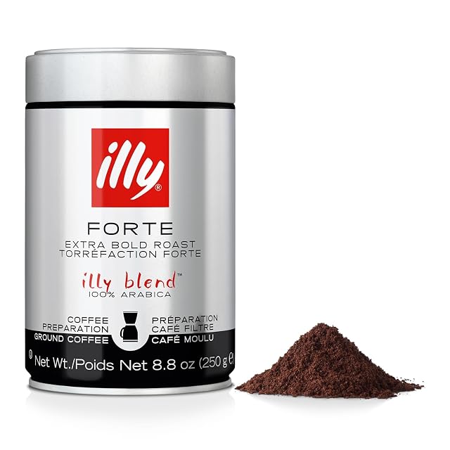 Illy Coffee Ground Drip Forte Extra Dark Roast 100 Arabica Bean Bold Signature Italian Blend No Preservatives 8
