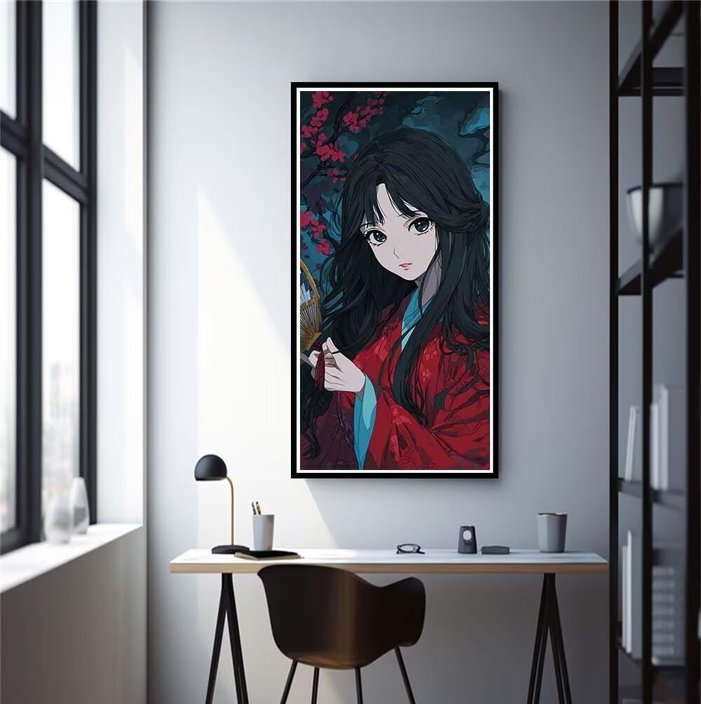 Diamentowe malowanie dla dorosłych wiertło kwadratowe 5D diamentowe malowanie anime duży rozmiar 80 x 160 cm, DIY japońska kobieta diamentowe malowanie pełny zestaw, zestawy do haftu diamentowego