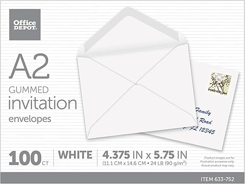 Miniatura 4 de Office Depot Sobres de invitación, 4 3/8 pulgadas x 5 3/4 pulgadas, blanco, paquete de 100, 12033