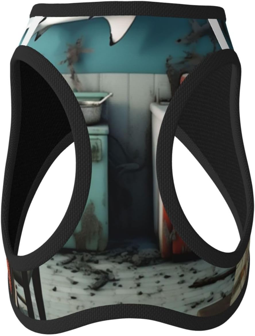The Shark in The Background of The Old Kitchen Pet Vest Small Size Dog Harness and Leash Set for Training, Reflective & Adjustable with Accessories Medium