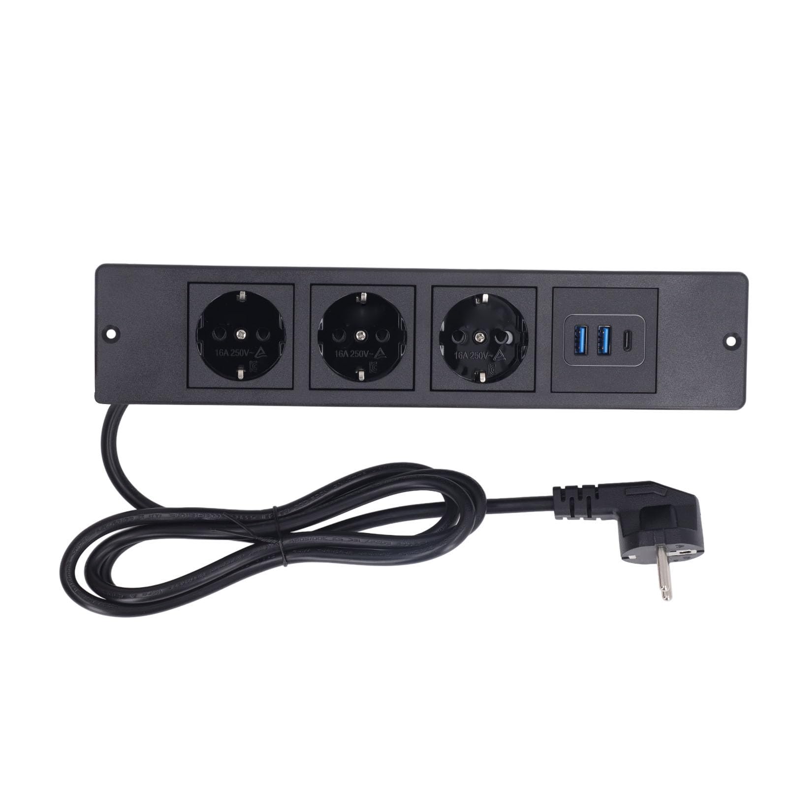 Sxhlseller Multipresa da Scrivania per PC Presa da Incasso Ignifuga USB Multipresa con 3 Prese 2 Porte USB A 1 C Porte PD20W per Tavolini con Cassetti (BLACK)