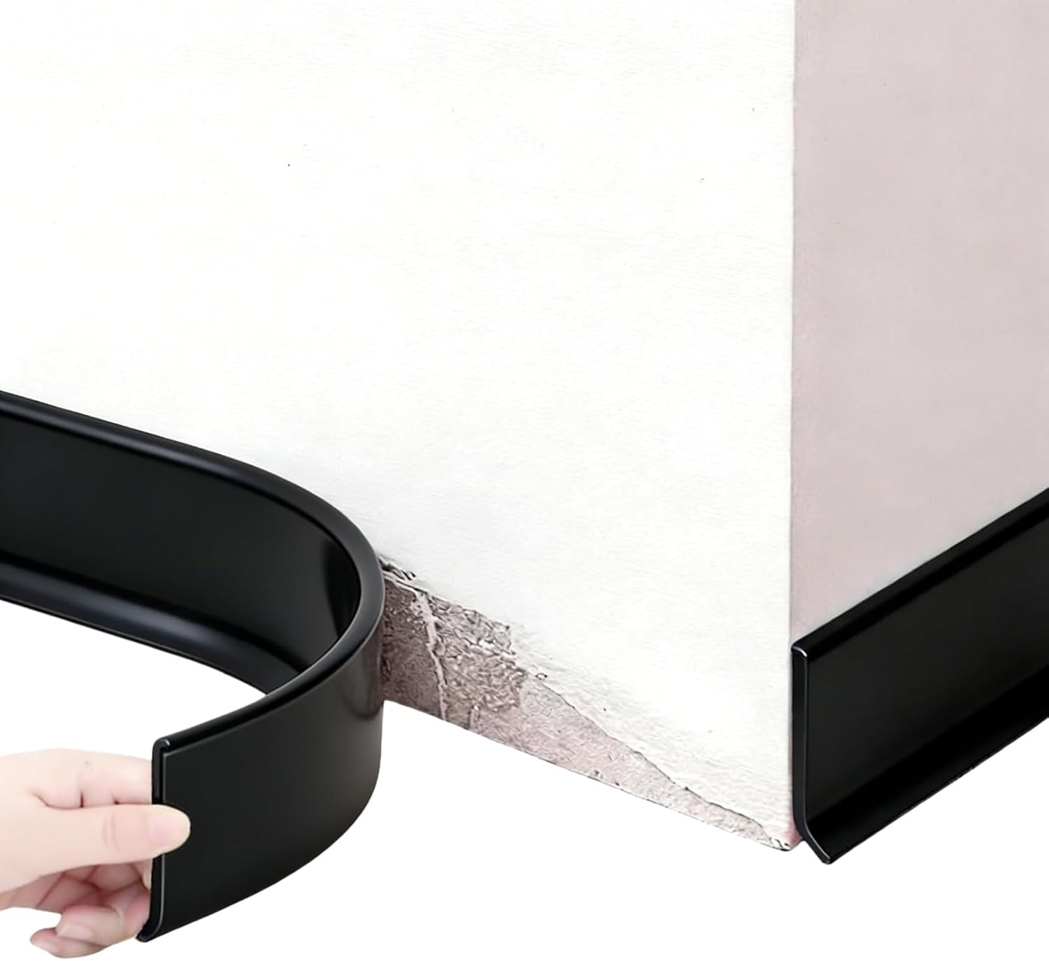 Moyishi Flexible Wall Baseboard Molding Trim, Peel and Stick Rubber Baseboard Molding,4Inch Wide Flexible Molding Vinyl Wall Base Cove Base (Black, 25 Feet)