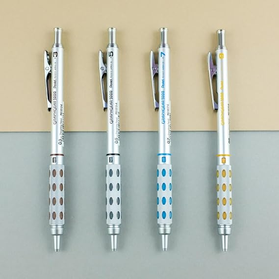 Pentel Graphgear 1000 Metal Body, Hidden End, Mechanical Pencil for Technical Drawing and Writing, 0.5 mm, In Original Box