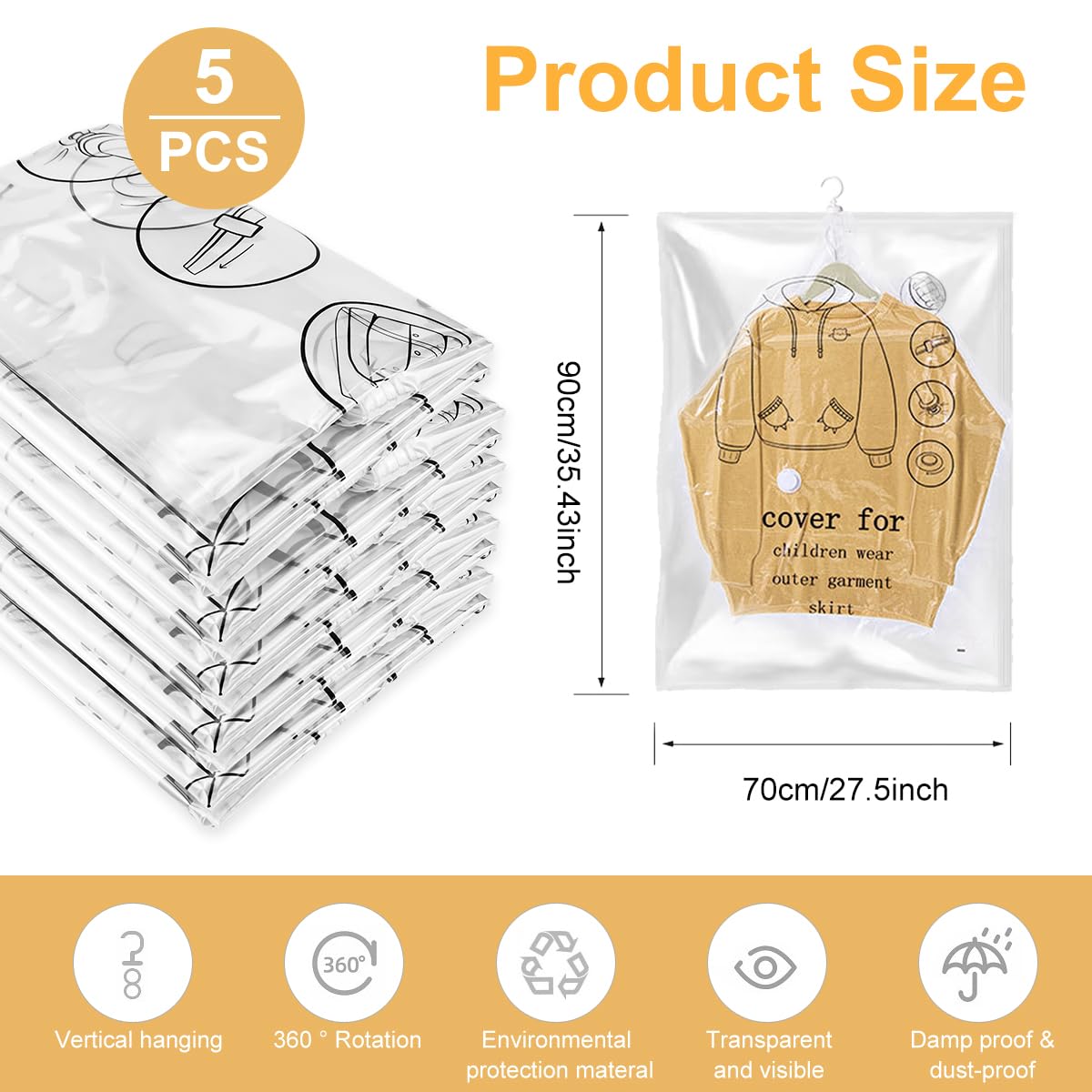 VACUUMZAK VOOR HANGENDE KLEDING 90x60cm €6,95