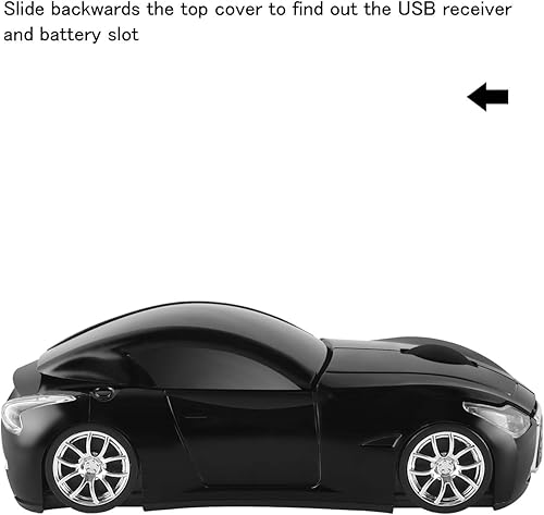 Miniatura 5 de elec Space Ratón inalámbrico, ratón inalámbrico con forma de automóvil deportivo, ratón inalámbrico óptico inalámbrico con receptor USB para PC,