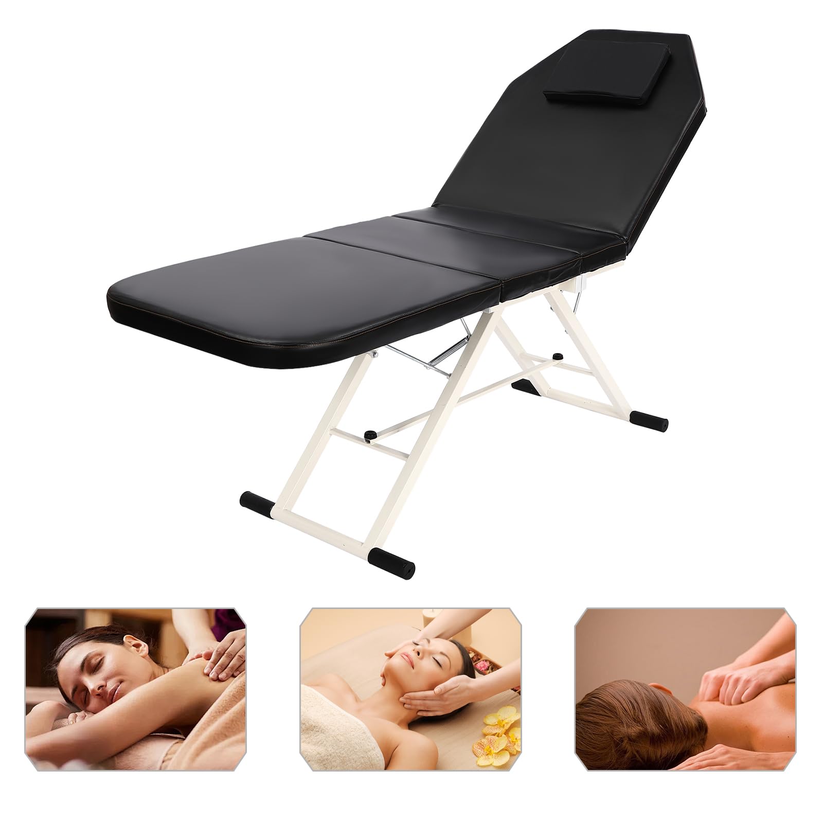 3 Zonen Klappbar Massageliege Massageliegen für Kosmetik 182×60×61cm | Platzsparend Massageliege Massageliegen Verstellbarer Lehnen- und Bettfußwinkel einteiligen Konstruktion Kosmetikliege Breit