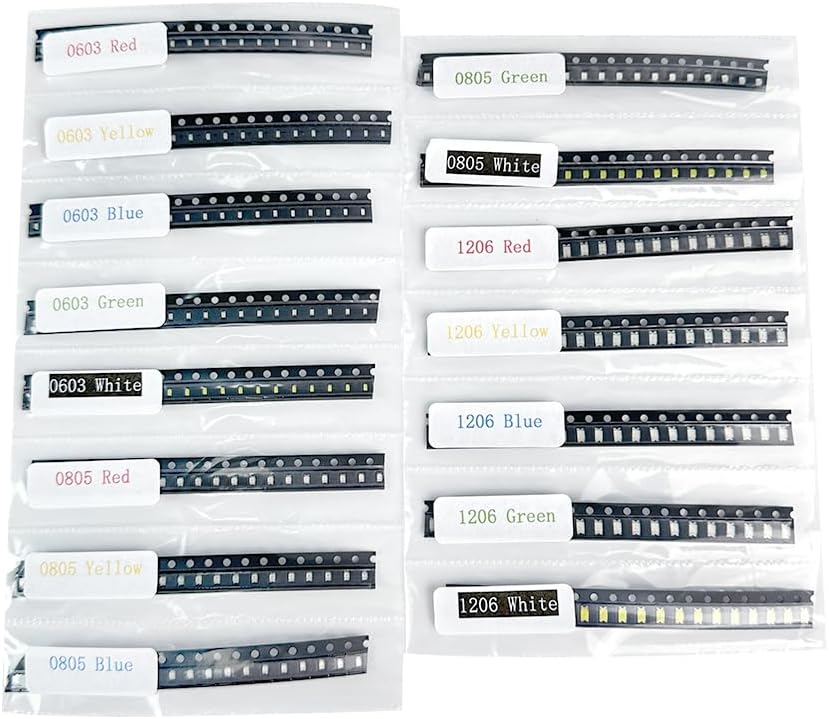 SMD LED Light Kits 1206 0805 0603 15types *20PCS=300Pcs (White, Yellow, Red, Blue, Green) Light Emitting Diodes Bright Lighting Bulb Lamps