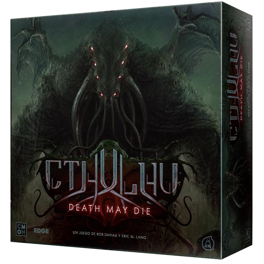 Asmodee Cthulhu: Death May Die, Juego de Mesa Cooperativo de Acción y Terror de los Mitos de Cthulhu, Enfrentamiento contra los Primigenios, A Partir de 14 Años, De 1 a 5 Jugadores, Español