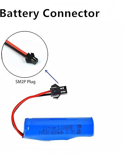 Miniatura 3 de Paquete de 2 baterías recargables de iones de litio de 3.7 V 600 mAh con cable de carga USB para doble cara giratoria volteando monstruo anfibio E35