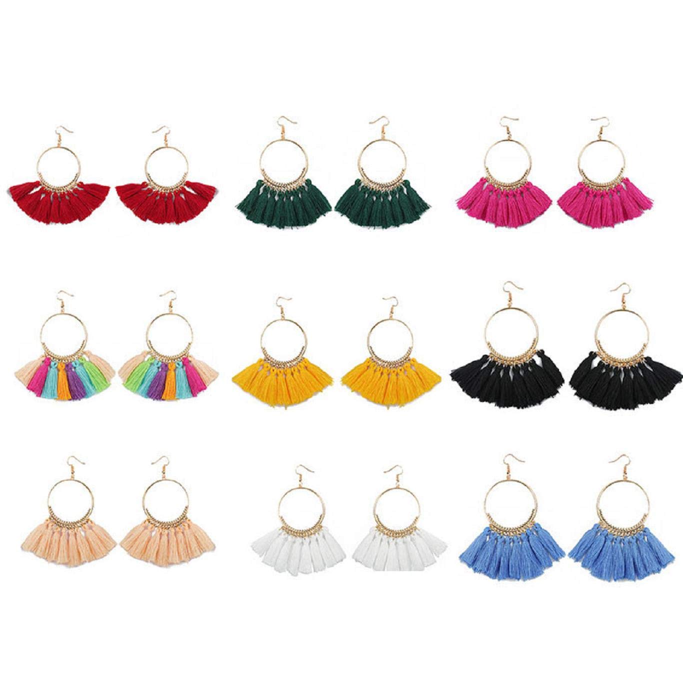 Roysberry Earring, 9pc Metal Tassel Pendant Geometric Earrings Ladies Gift Jewelry Wedding， A Wonderful Gift for Women and Girls