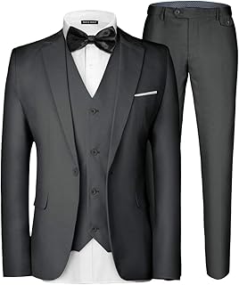 MAGE MALE Men's 3 Pieces Suit Elegant Solid One Button Slim Fit Single Breasted Party Blazer Vest Pants Set