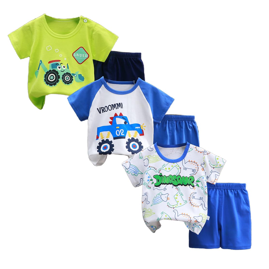Bebé Niños Conjunto de 3 Juegos de Manga Corta y Pantalones Cortos de Media Manga, Paquete de 6 (con/sin Hebilla para el Hombro) — view 8
