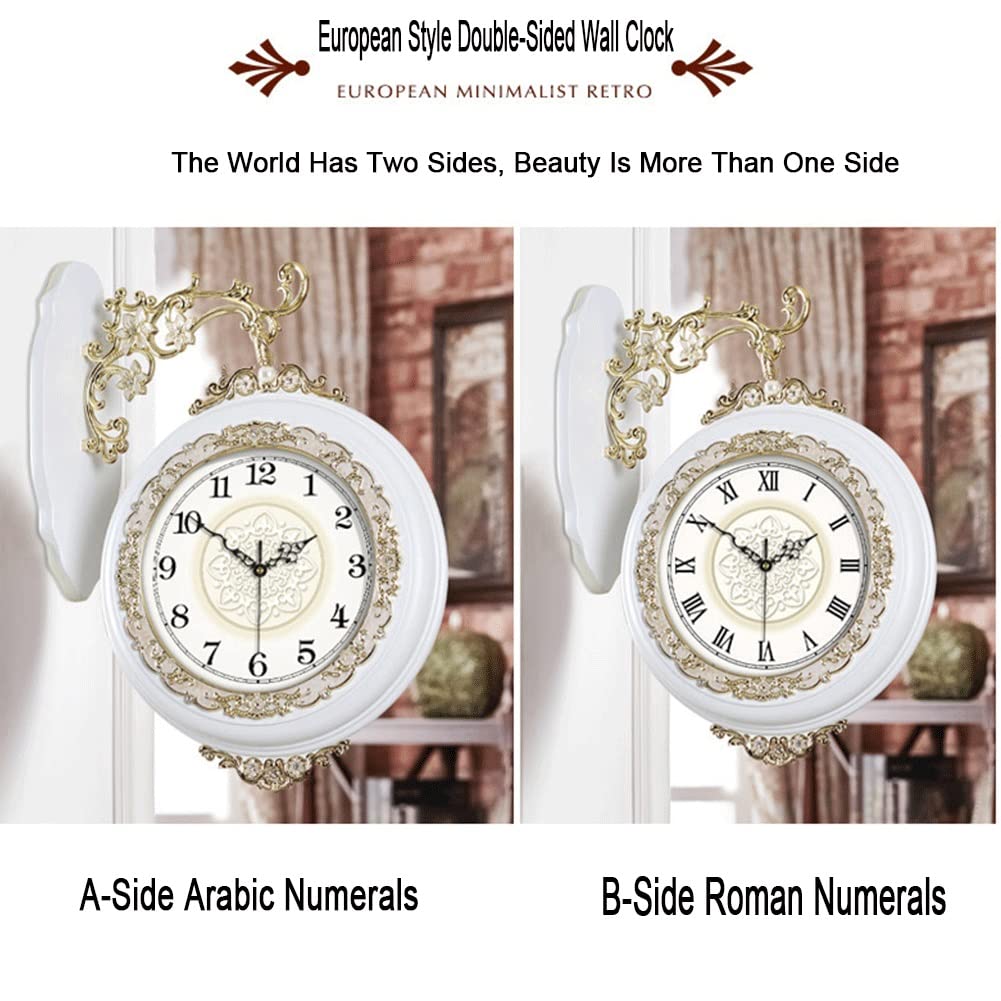 Amazon.co.jp: 両面壁掛け時計 ヨーロピアンスタイルのレトロな