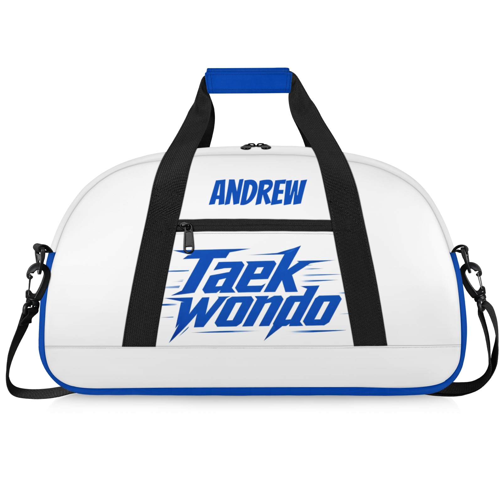 Martial Arts Training Duffle Bag | Personalised Taekwondo Karate Boxing Gym Bag for Men & Kids | Custom Name Water-Resistant Sports Holdall for Gear & Gloves, Taekwondo Motion Navy — image 1