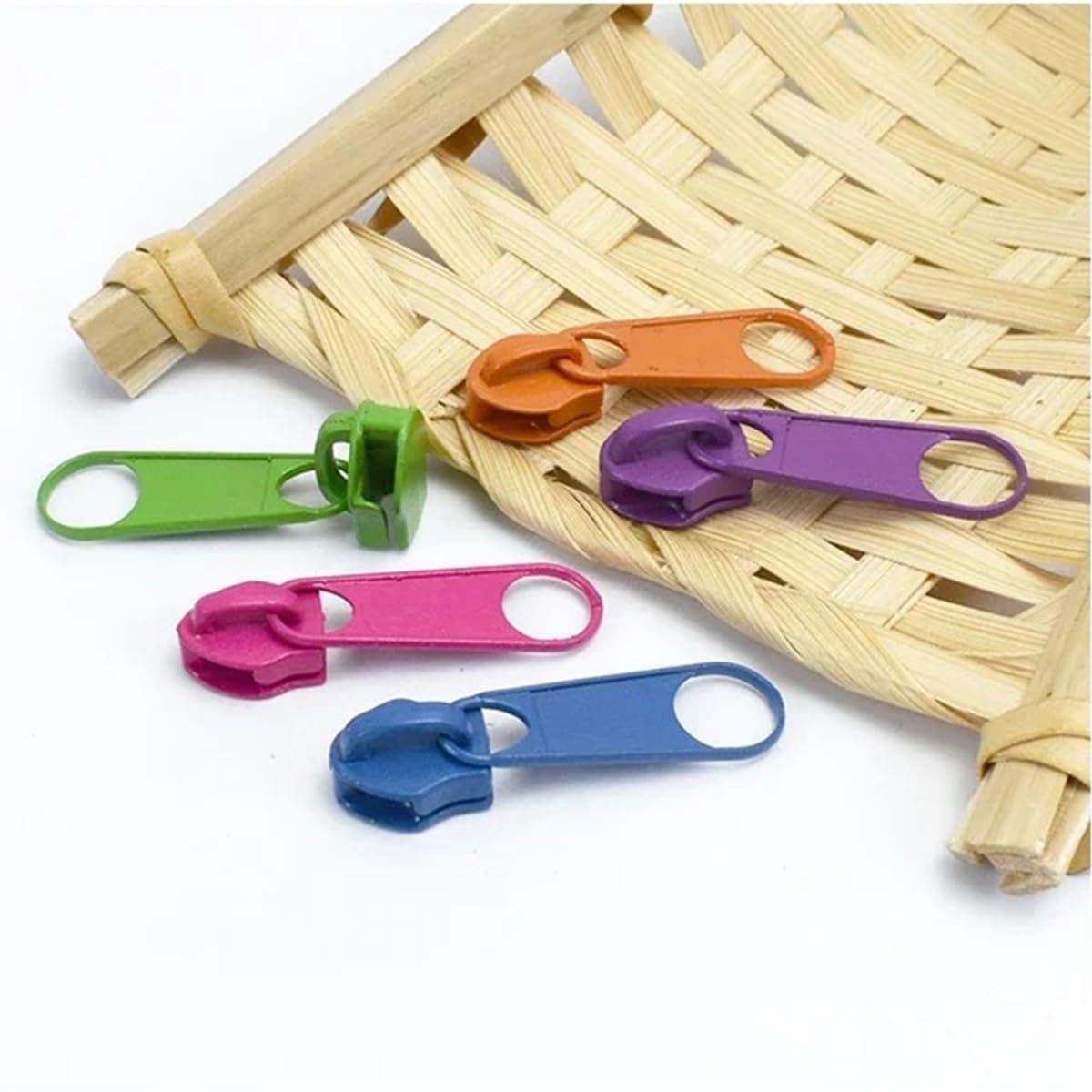 50 Tiradores de Cremallera de Repuesto, Deslizador de Cremallera de Nailon para Bolsos, Chaquetas, Abrigos, Vaqueros, Costura, Ropa, Color Naranja, n.° 5