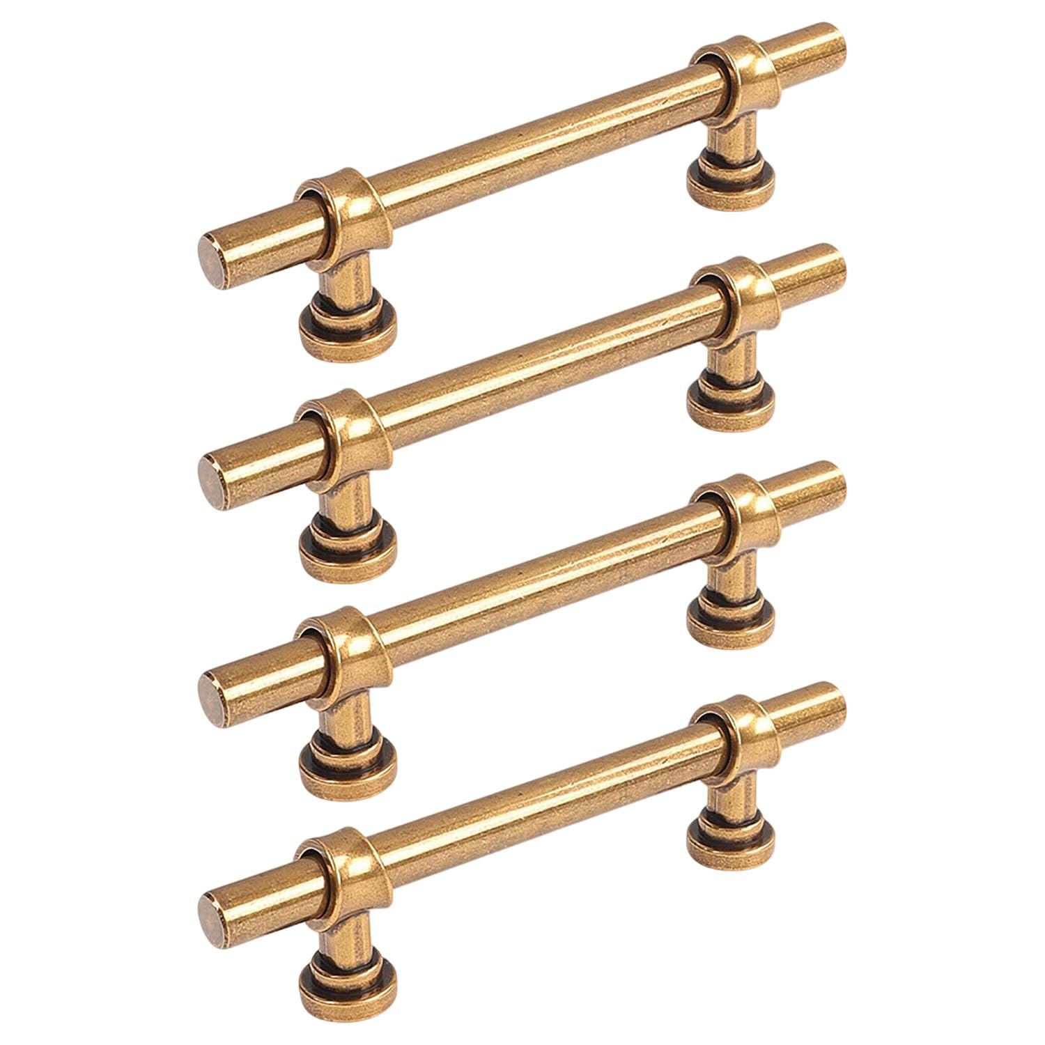 4 Pezzi Maniglie d' Ottone Vintage, Antico Zinco Lega Cassetto Tira Maniglie Armadio Cucina con Viti Manopole Cassetto Armadio Maniglie Armadio Cucina Foro Unico (Hole Spacing 96mm)