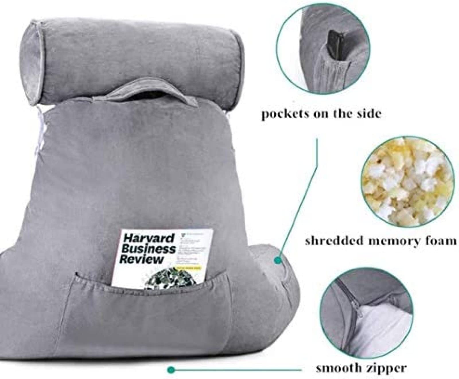 Morbido Cuscino Da Lettura Triturato, Cuscino Per Riposo A Letto In Memory Foam, Cuscino Da Lettura Con Memory Foam Triturato, Cuscino Per Lettura E Riposo A Letto Con Braccia Di Supporto, P