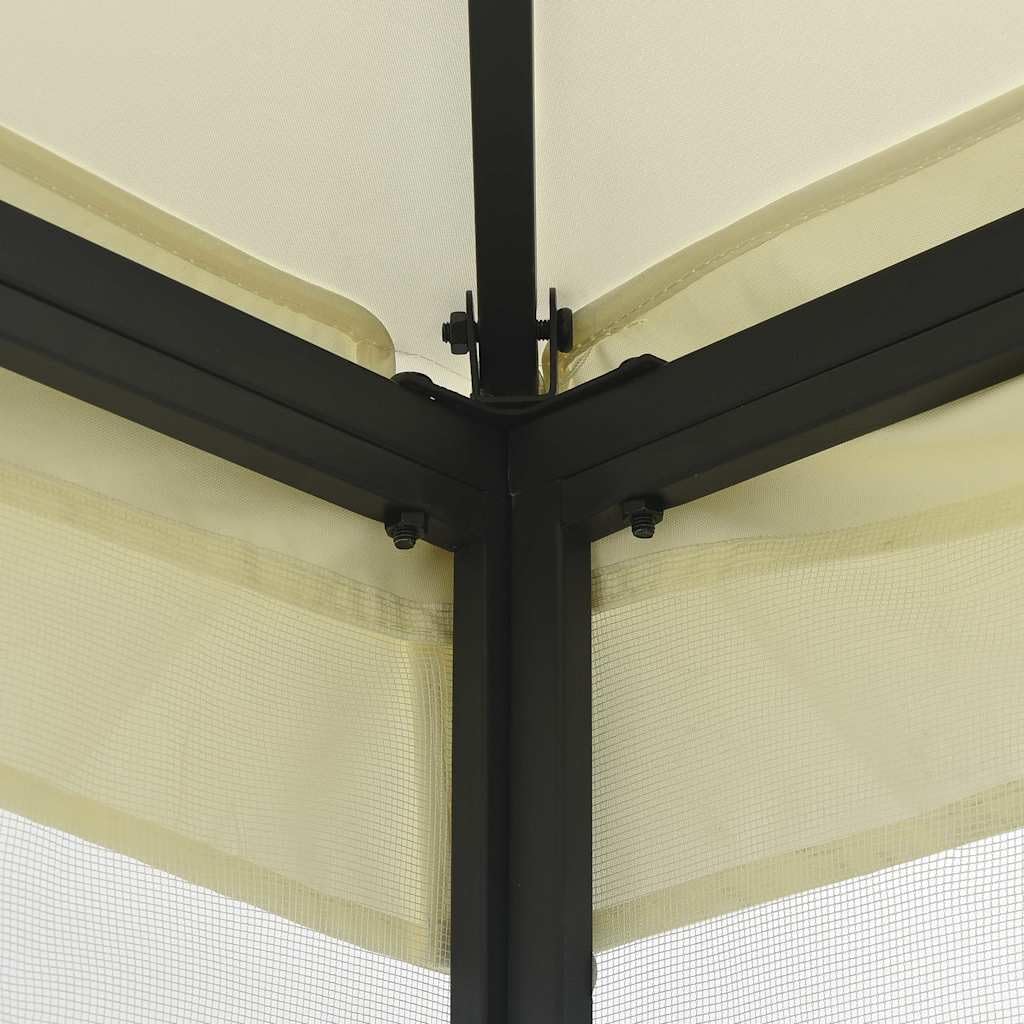Pawilon ogrodowy z siatką, 300 x 400 x 265 cm, kremowy, odporny na działanie promieni UV, stalowa rama, namiot imprezowy na taras, balkon, kemping, wesele, grillowanie, imprezę w ogrodzie