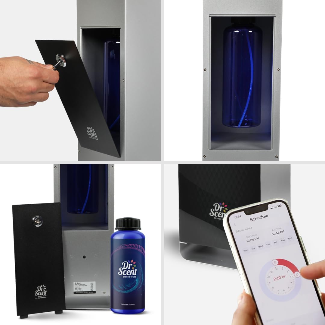 Dr Scent Essential Oil Diffuser Machine - Standalone Aromatherapy Device - Large Area Scent | 900m³ - 2700m³ Square Meter Coverage Area, Whisper-Quiet Operation | Elegant Design