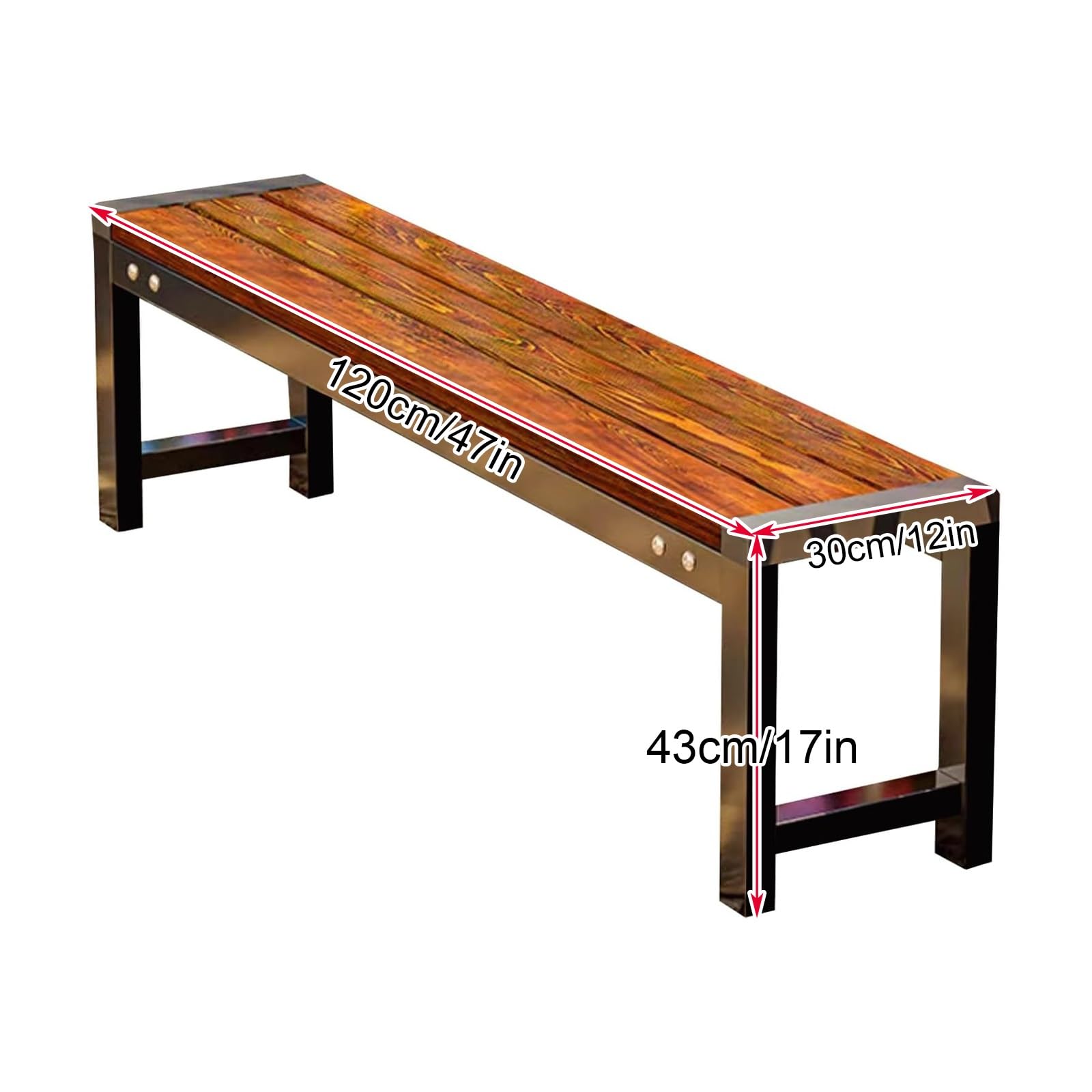 Panche da Esterno, Panchina da Giardino per Esterni Previene i Furti, Telaio in Ferro Resistente alle Intemperie, Panca da Giardino per Patio, Giardino, Balcone, Cortile(120cm/47in)