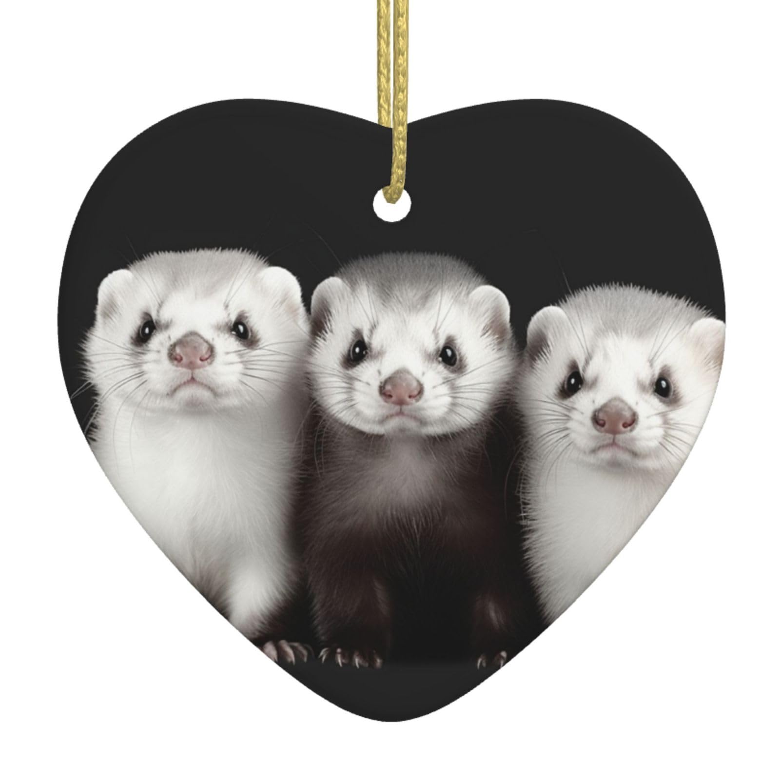 Fodpand Women's White Ferrets Christmas Ornaments 2025, Gift Exchange For Men, Collectible Ceramic Ornament Heart Hanging Ornaments For Christmas Tree Decoration
