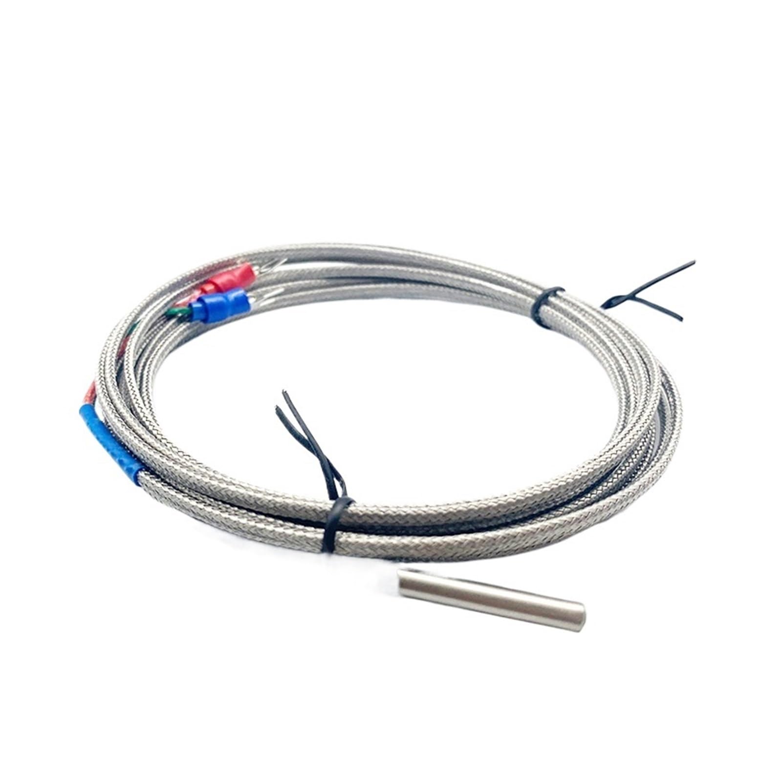 JJKKOZVQF 4mm*30mm K J PT100 1m 2m 3m 5m 10m Probe Type Shielded Braide Wire Thermocouple Temperature Sensor(K Type 3m)