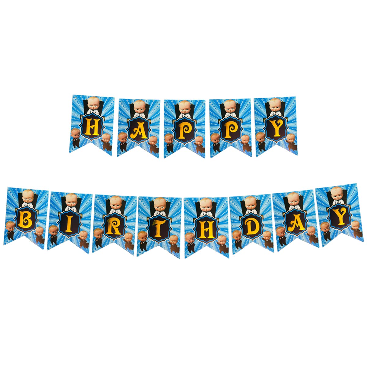 RTB Enterprises Boss Baby Theme Birthday Printed Banner, Happy Birthday Printed Boss Baby Character Theme Banner for Decoration - Pack of 1