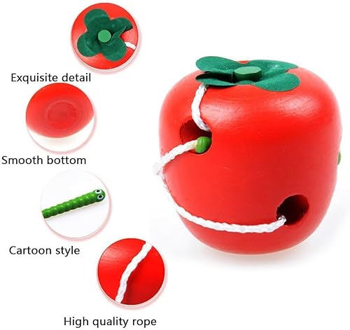 Miniatura 8 de Juguetes de desarrollo temprano juguetes de cordones de madera orugas Montessori comen manzana y queso juguetes educativos para niños pequeños y