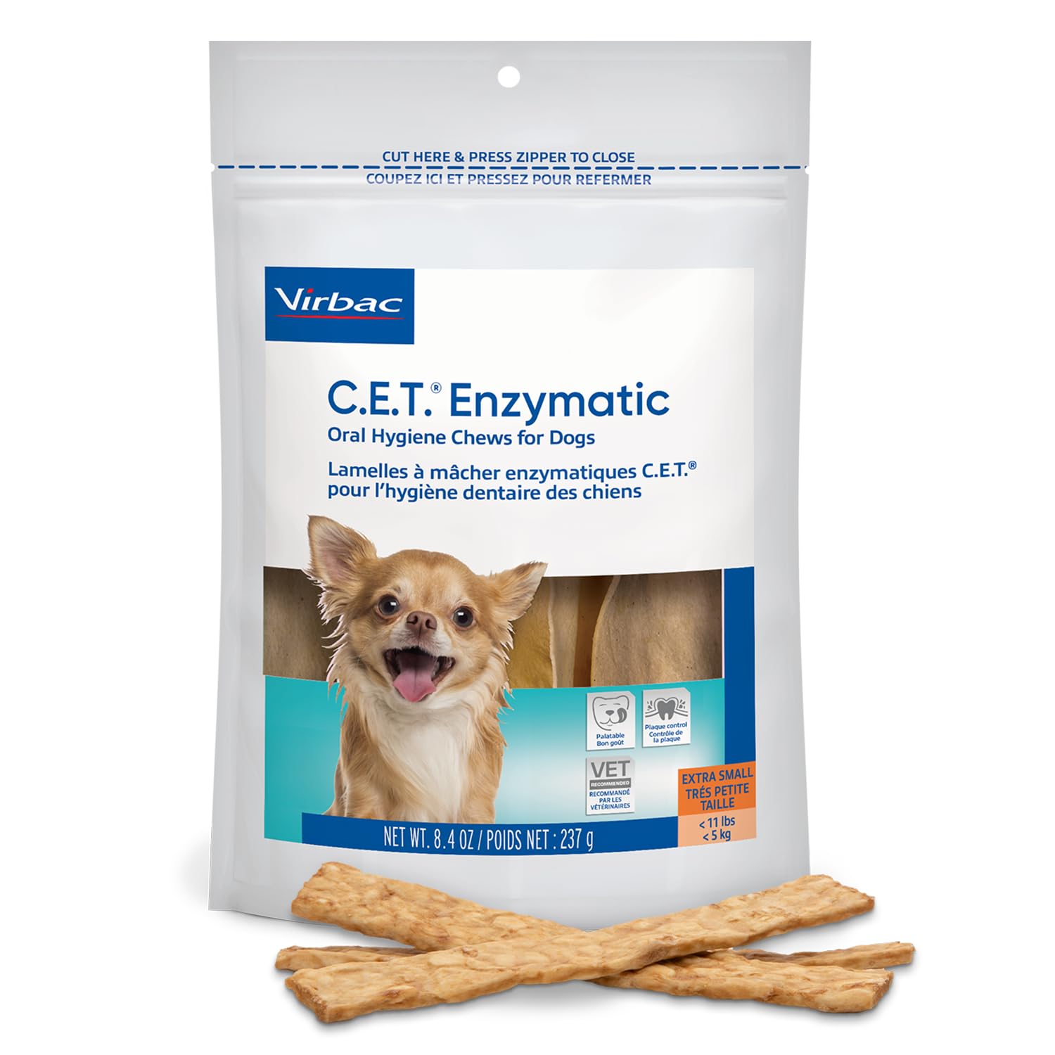 Virbac CET Enzymatic Oral Hygiene Chews for Dogs, Beef, 0.6 pounds, 8.4 Ounce (Pack of 1)
