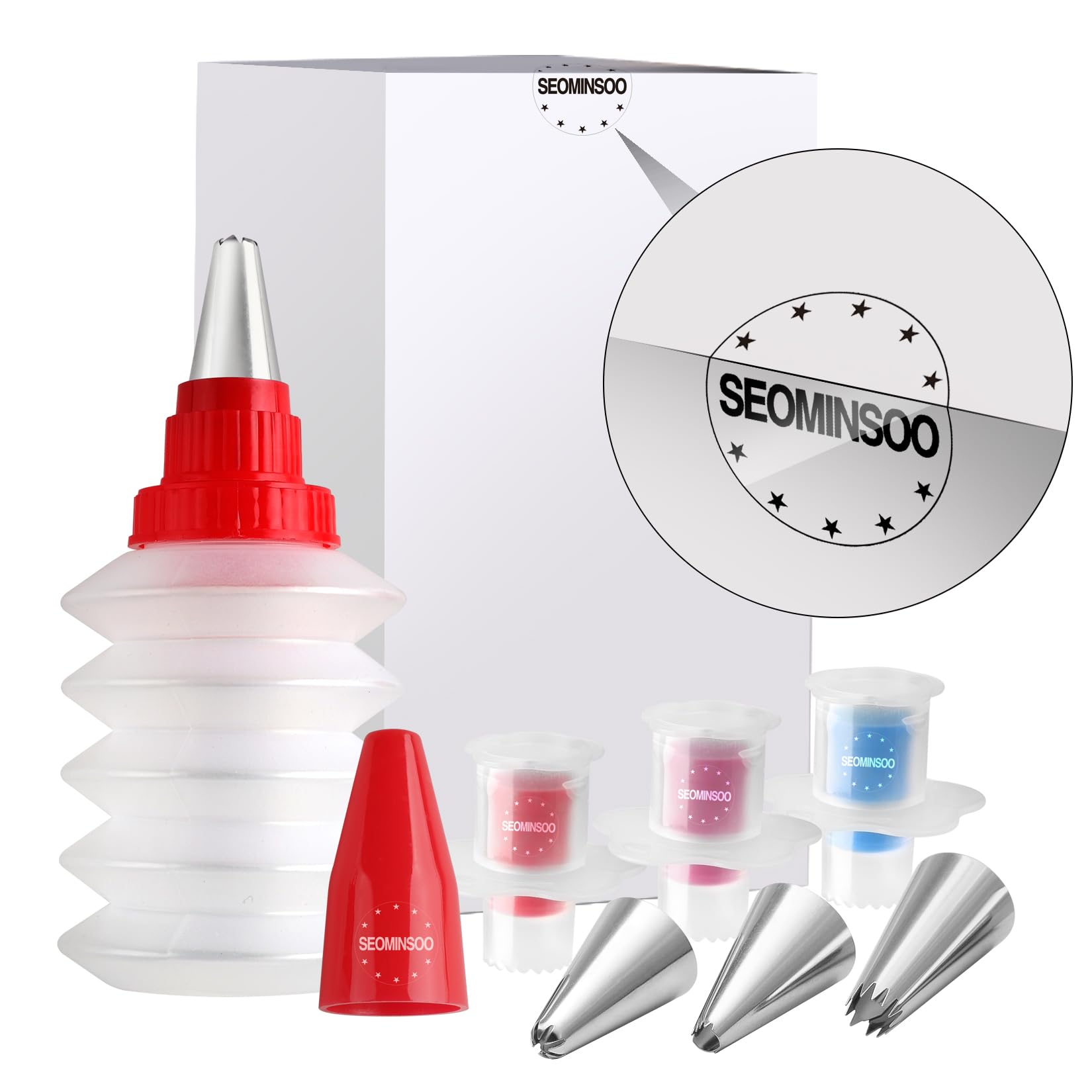 3 szt. Plastikowy przyrząd do usuwania rdzenia ciast, tłoka do babeczek, wtryskiwacz do babeczek, dekorowanie lukru, 3 szt. zestaw dysz ze stali nierdzewnej, narzędzie do dekorowania ciast.