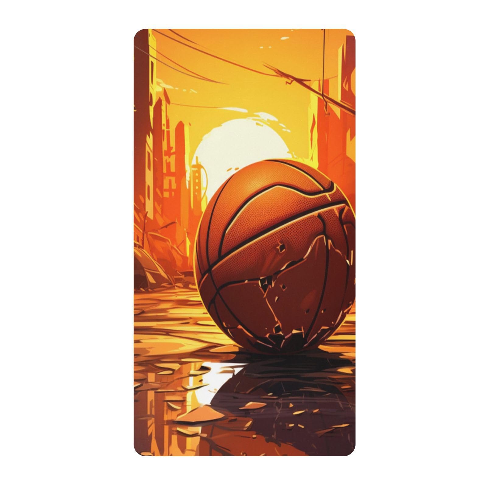 Basketball Sunset Abstract Art Toddler Crib Sheet Soft Cotton Baby Play Sheets Fitted for Mattress Playard
