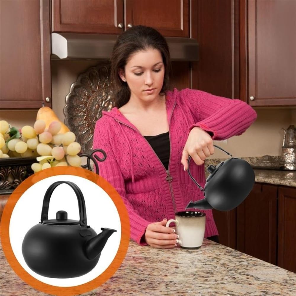 1L/1.2L/1.5L Black Stainless Steel Water Kettle with Whistle, Stovetop Tea Pot for Hot Water Boiling(1.5L)