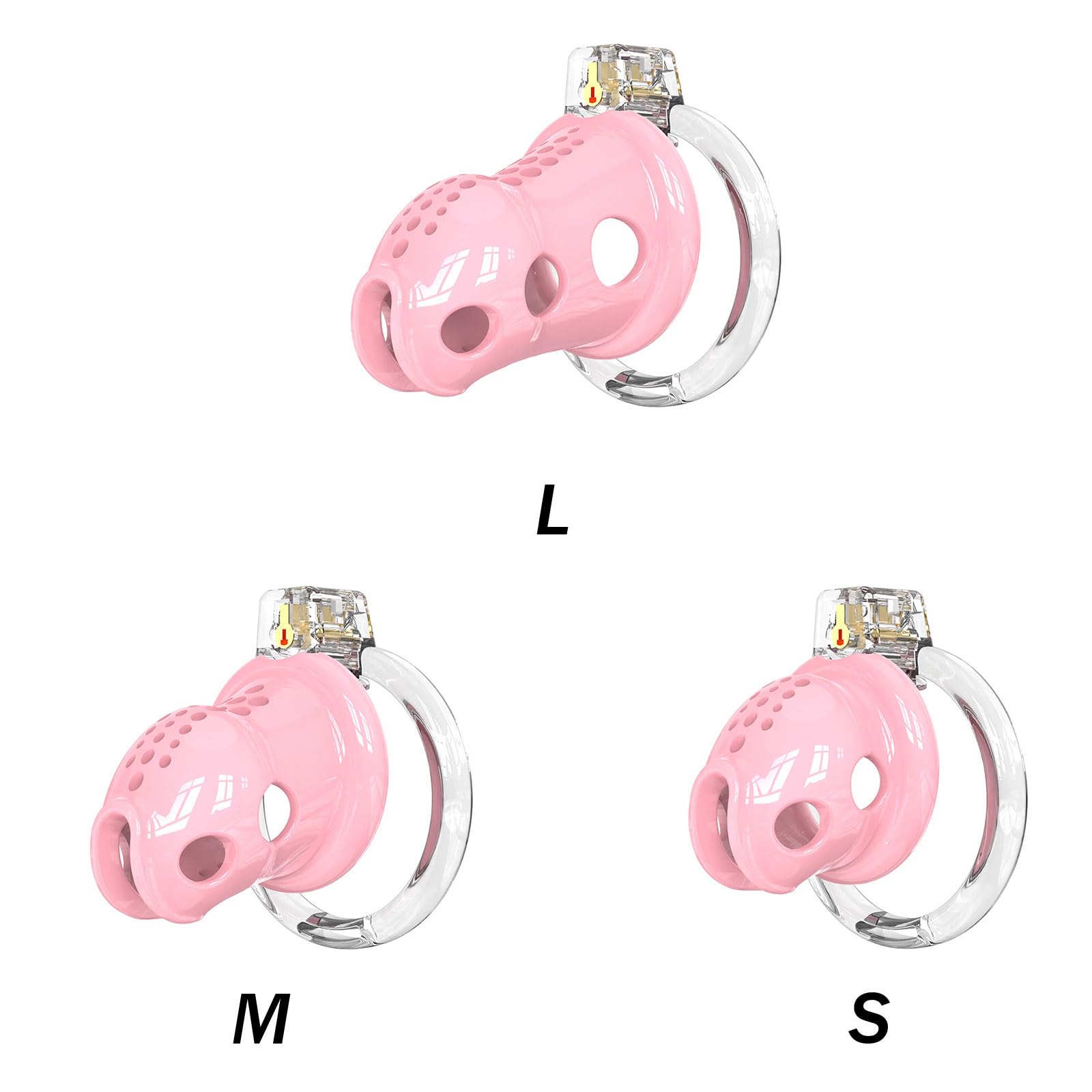 Herren Silikon Keuschheitskäfig Set Belüfteter Peniskäfig Gurt 6 Penisringe und Katheter Keuschheitsgürtel SM Rollenspiel Cock Cage Peniskäfig Gerät Sexspielzeug für Männer (Pink-L)