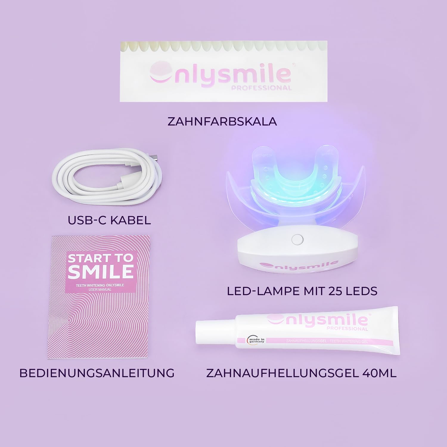 OnlySmile Zahnbleaching Set für empfindliche Zähne, Testsieger 2025 | Teeth Whitening Kit, Zahnaufheller für zu Hause entfernt Kaffee Tee Rotwein Tabak Verfärbungen, Zähne aufhellen in 5 Tagen