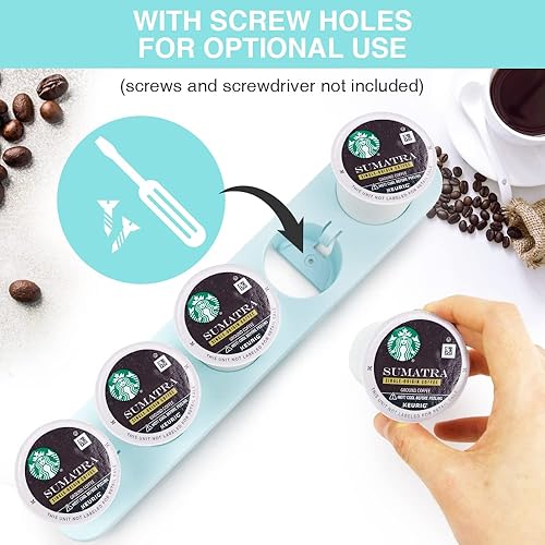 Miniatura 5 de SUNGRACE Soporte para cápsulas de café K Cup, organizador de almacenamiento lateral y boca arriba, perfecto para mostradores pequeños (azul, paquete