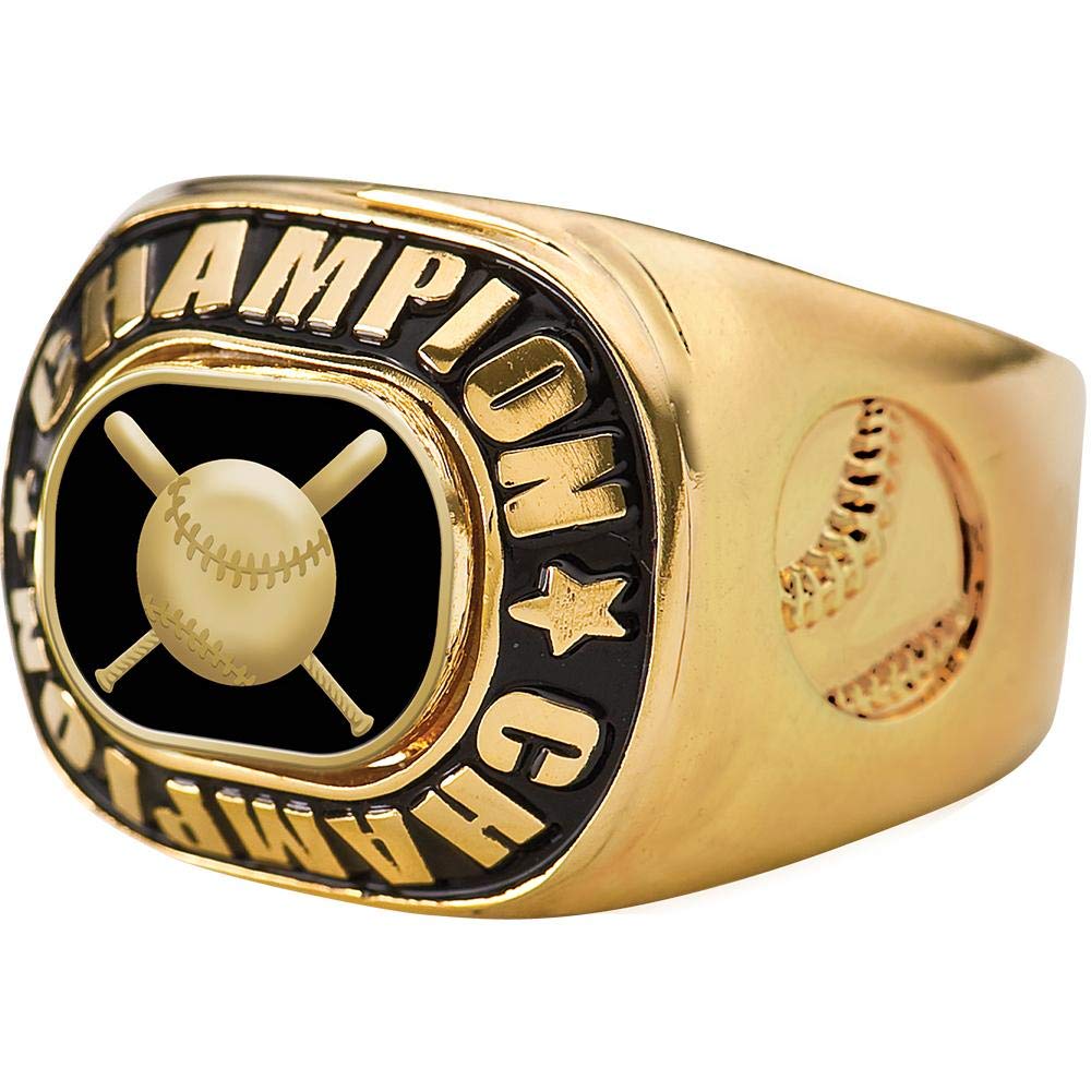 Crown Awards Baseball Ring, Gold Baseball Championship Rings with 3D Design, Size 8